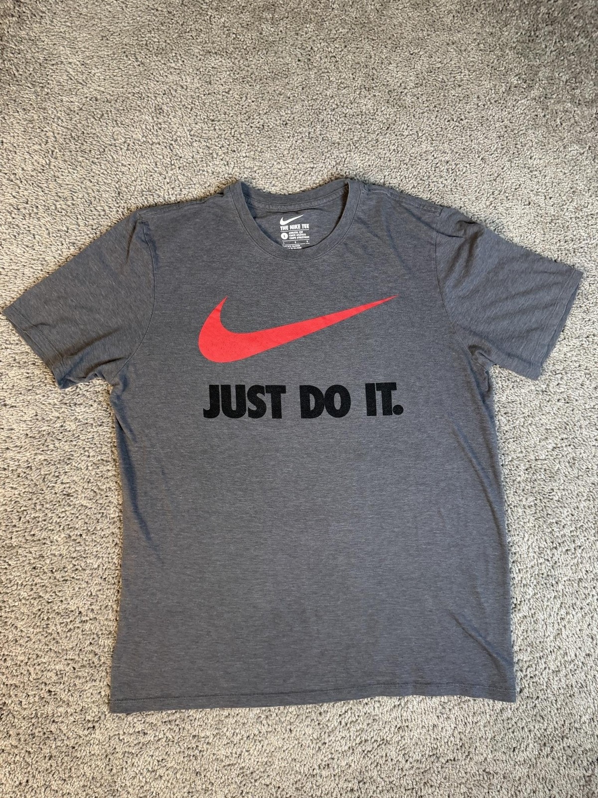 Nike Shirt Mens L Gray The Nike Tee Just Do It Athletic Crew Neck Cotton Blend